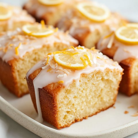 A plate of zesty mini lemon coconut loaf cakes for spring bliss.