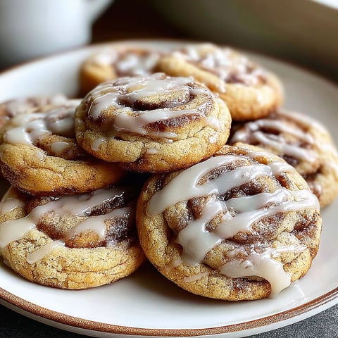A plate of cinnamon roll cookies.
