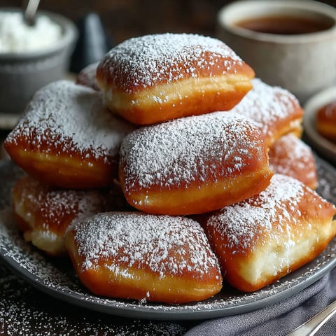 A stack of vanilla french beignets.
