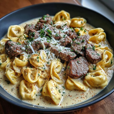 A bowl of food with meat and pasta.